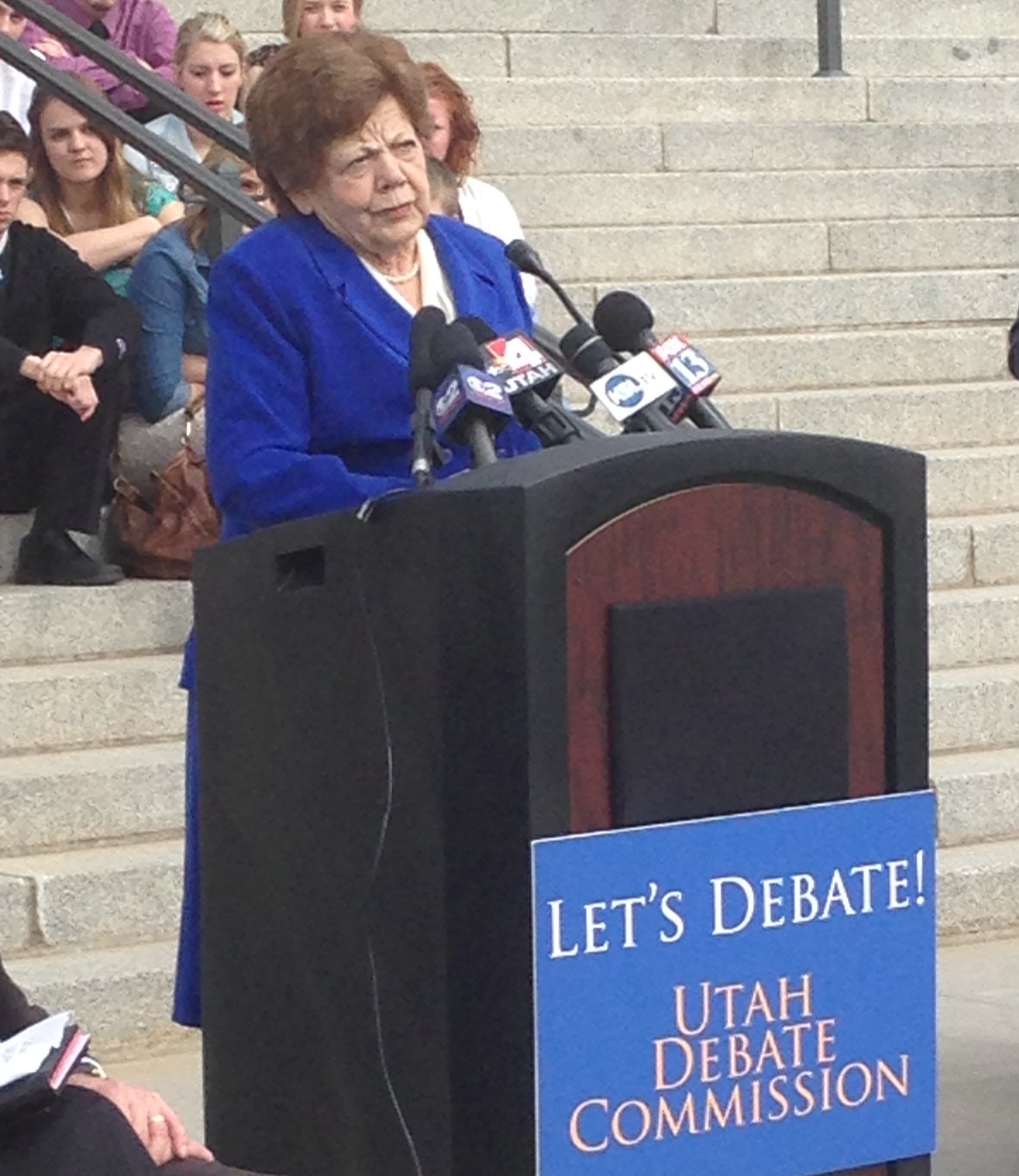 Former Utah Governor Olene Walker speaks in support of the Utah Debate Commission. Walker is the only woman to serve as Utah governor.