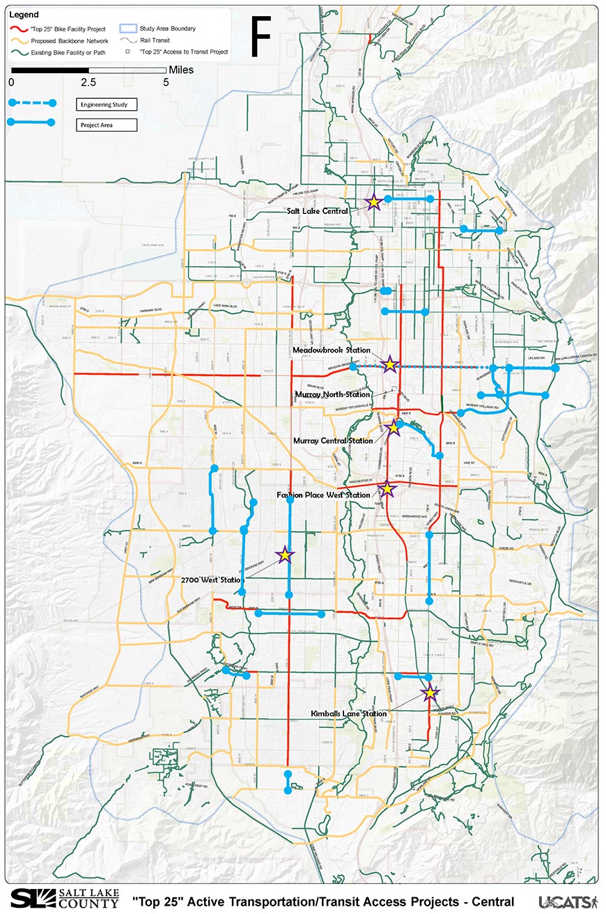 A map of Salt Lake County's planned bicycle projects. (Source: slco.org)