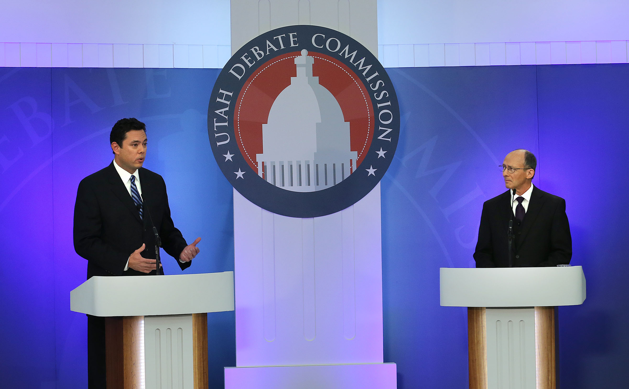Rep. Jason Chaffetz and his Democratic challenger Brian Wonnacott debate for the 3rd Congressional District election at Utah Valley University Tuesday, Oct. 7, 2014, in Orem. (Credit: Tom Smart, Deseret News)