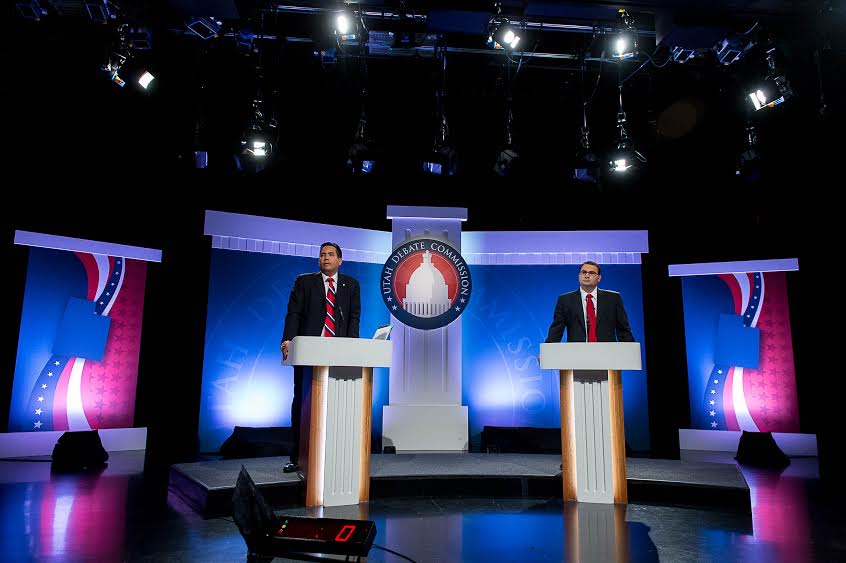 Utah Attorney General hopefuls Sean Reyes and Charles Stormont debate at KBYU Studios in Provo, Wednesday October 1, 2014. (Credit: Trent Nelson, The Salt Lake Tribune)