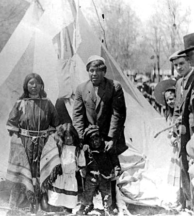 A Shoshone family from Washakie in Logan, May 1909. USU Special Collections photo.
